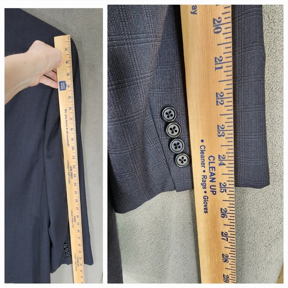 Vtg Hickey Freeman Sport Coat 41L Mens Gray‎ Plaid 100% Wool USA Single Breasted